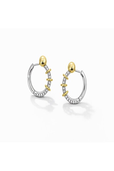 ndjewelry التألق المزدوج - أقراط دائرية ذهبية وفضية