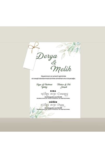 Zarfsız Tekli Davetiye - TD01308