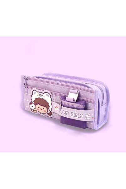 Elegance Τσάντα μολυβιού Lucky Girls Με Χαρακτήρα Τρία Μάτια Μωβ (7458)