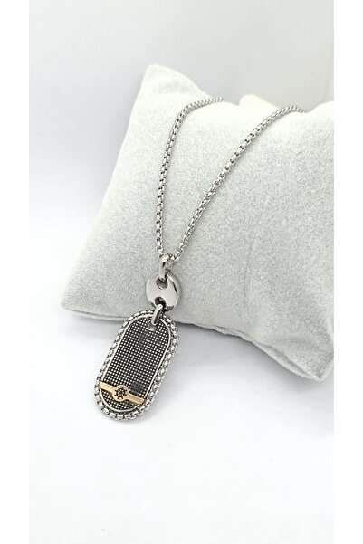 ndjewelry درع تيتان – قلادة رجالية ذات ملمس فولاذي