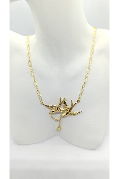 ndjewelry قلادة طائر السنونو الذهبي (45+5 سم)