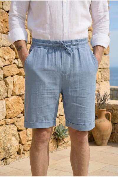 Valiberta Pantaloni scurți pentru bărbați, ușori și confortabili, din muselin...