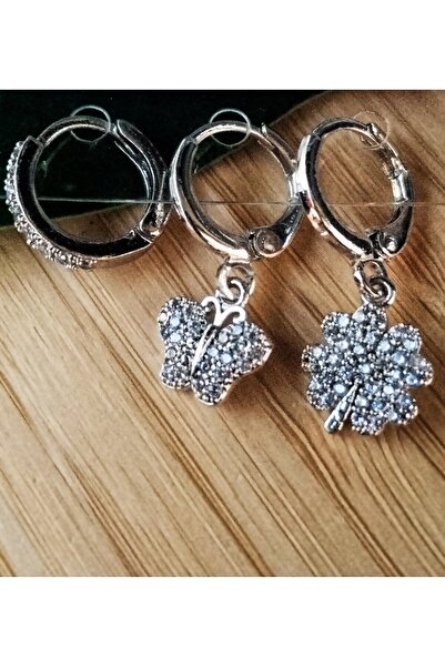 Monalisa Home Silver Color Luxury Showy Figured Triple Earrings