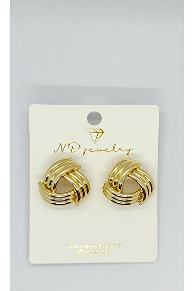 ndjewelry أقراط متعددة الحلقات - ذهبية عصرية