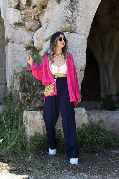 bytugcekaya Cămașă din viscoză fucsia, mărime standard