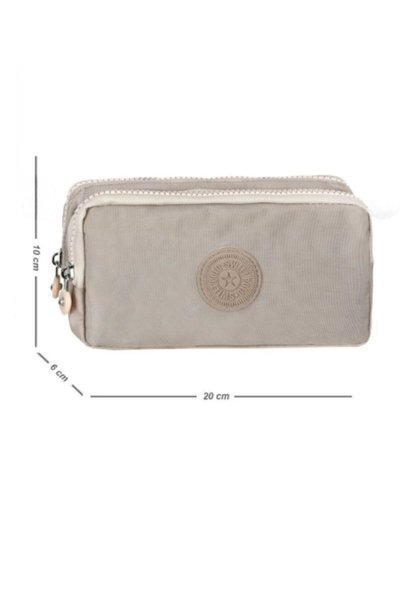 Waddell Crinkle Fabric Double Compartment Cream Pen Holder, Pen Case