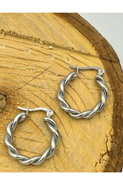 Monalisa Home Silver Color Figured Steel Earrings