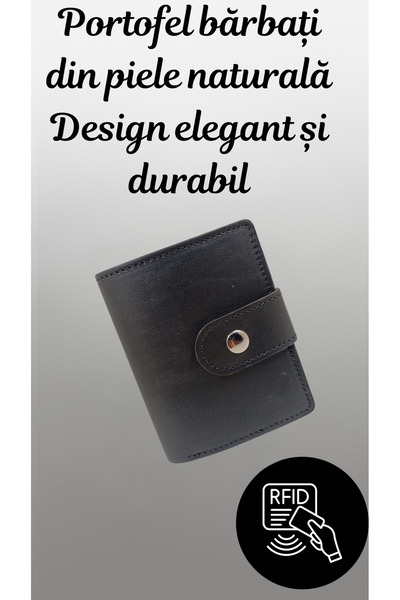 OEM Portofel barbatesc din piele RFID Negru