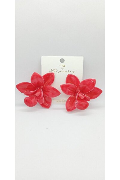 ndjewelry أقراط زهرة حمراء ماركة ZR