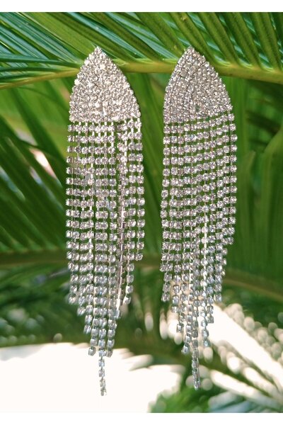 Monalisa Home Silver Color Zircon Stone Luxury Evening Dress Earrings