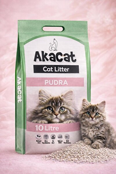 AKACAT Pudra Kokulu 10 Lt Gri Bentonit Doğal %100 Topaklaşan Kedi Kumu