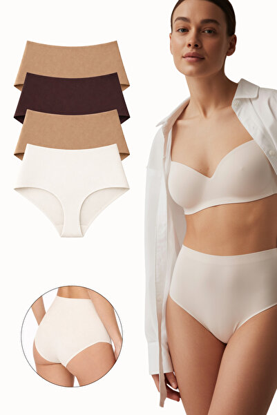 LİBELLA İÇ GİYİM مجموعة من 4 سراويل بيكيني عالية الخصر للغاية بدون خياطة وبدو...
