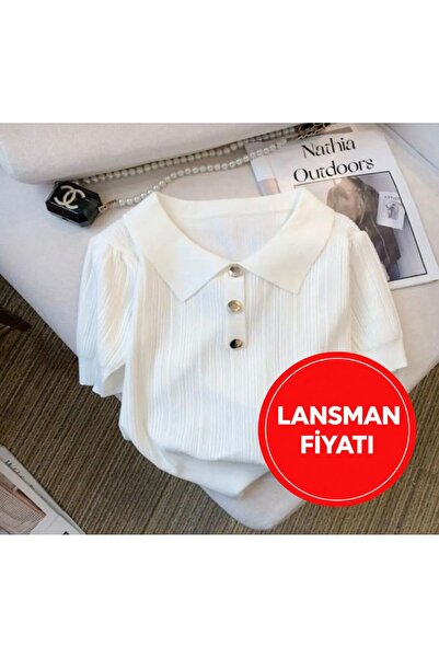 nathia outdoors Εκρού Πλεκτό Γυναικείο T-Shirt με Λεπτομέρεια από Ασημί Γκρι ...