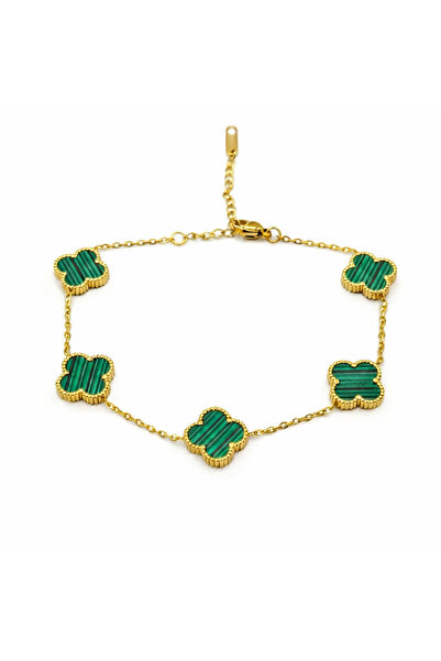 NO BRAND Βραχιόλι με γούρια Max Green Clover – Χρυσά & πράσινα αξεσουάρ