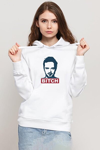 Tshirthane Breaking Bad Jesse Pinkman Bitch - Muška bela majica sa kapuljačom