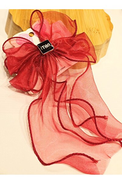 Monalisa Home Luxury Burgundy Flashy Tulle Bow Clip Buckle