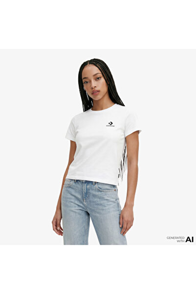 Converse Slim Fit Kadın Beyaz T-Shirt