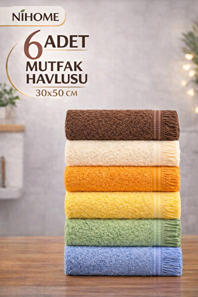 Elmas Home Collection 6 Adet Mutfak Havlusu 30x50 Cm|Kurulama Bezi|Sepette|Pa...