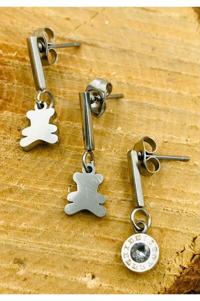 Monalisa Home Multiple Steel Color Figured Earrings Set