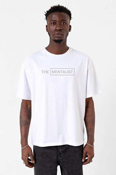 Tshirthane The Mentalist Lettern Beyaz Erkek Oversize Tshirt