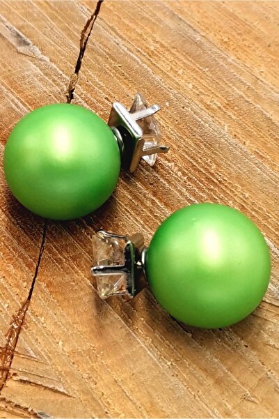 Monalisa Home Green Colored Shiny Rhinestone Earrings