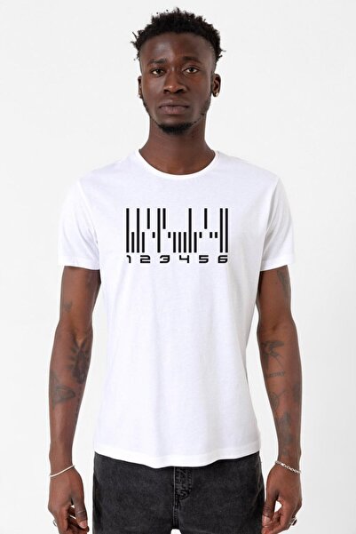 Tshirthane Dark Matter The Android Barcode Λευκό ανδρικό μπλουζάκι ποδηλασίας