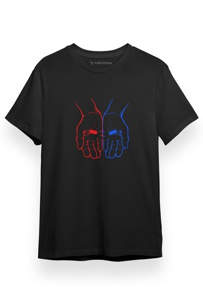 Tshirthane The Matrix Red Pill Or Blue Pill Black Short sleeve Men's T-shirt