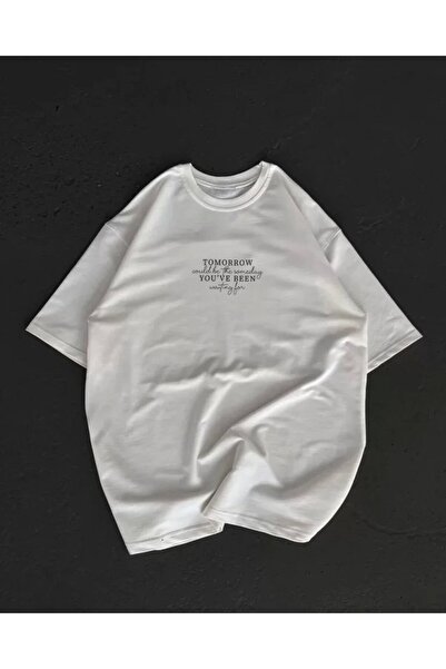 Kanonik Education Μπλουζάκι Unisex Crew Neck Printed Oversize - Λευκό