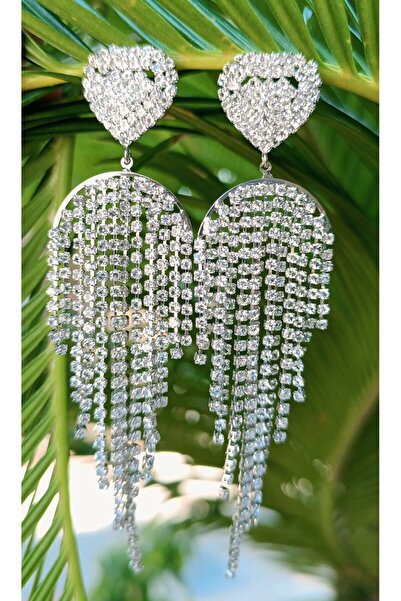 Monalisa Home Silver Color Zircon Stone Luxury Evening Dress Earrings
