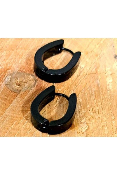 Monalisa Home Steel Double Semi-Ring Black Unisex Earrings