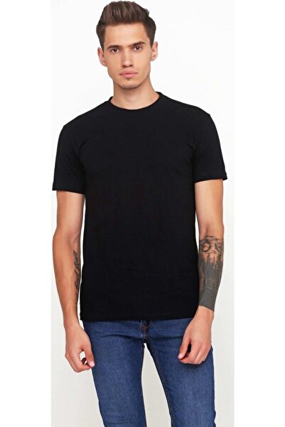 Tshirthane Tricou tricotat pentru bărbați, neimprimat, simplu, negru