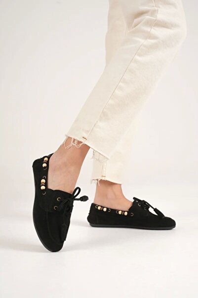 kocadal Γυναικεία παπούτσια casual σουέτ με μαύρες χάντρες TR27MS07A