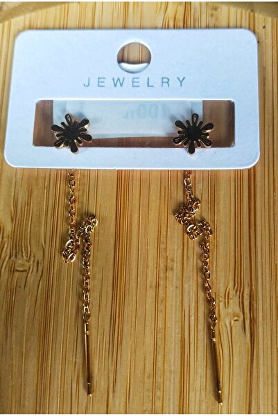 Monalisa Home Gold Color Metallic Flower Figured Dangle Earrings