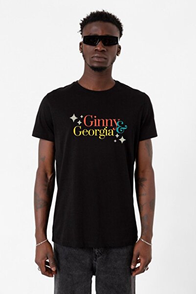 Tshirthane Μαύρο ανδρικό μπλουζάκι Ginny & Georgia Lettern