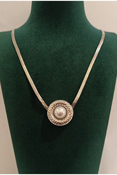 Monalisa Home Silver Color Luxury Pearl Figured Ornate Necklace