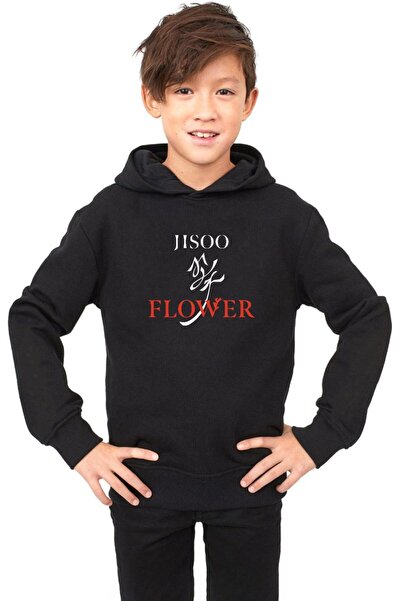 Tshirthane Jisoo Flower Black Παιδικό 3ip Hoodie