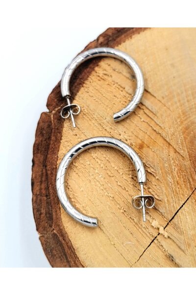 Monalisa Home Silver Color Figured Steel Earrings