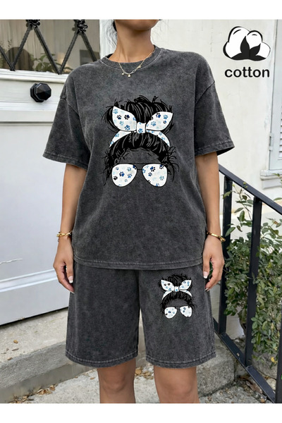 ship master Πλενόμενο σετ σορτς για κορίτσια με φιόγκο από 100% βαμβάκι, με σ...