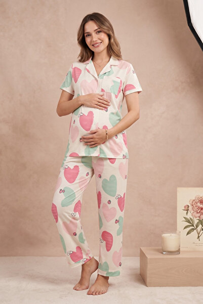 Miss Dünya Lissa Σετ πιτζάμες εγκυμοσύνης και μητρότητας με γιακά πουκάμισου,...