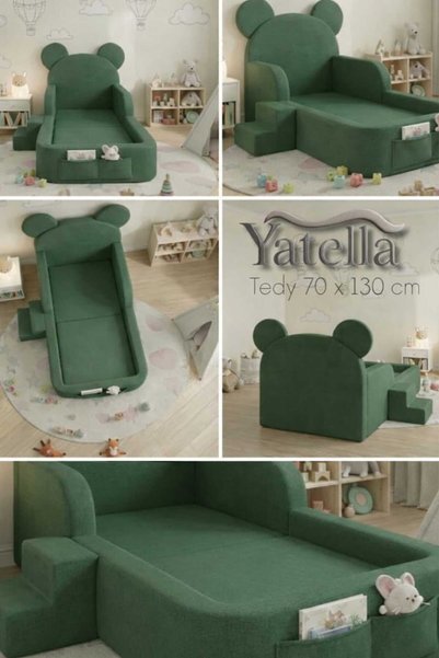 yatella Luxury Tedyy Baza ve Başlıklı Montessori Full Sünger Yatak Seti 90 x 190 Pembe