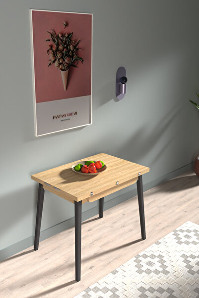 VİLİNZE Avanos Ahşap Ayaklı Katlanır Kanatlı Mdf Mutfak Masası - 60x90+60 (90...