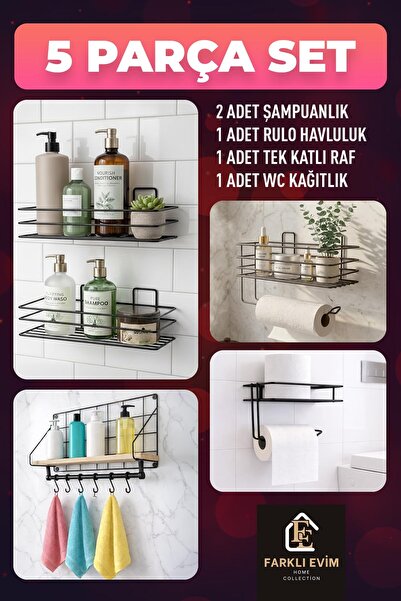 farklı evim 4-Piece Bathroom Organizer Set – Tidy and Stylish Spaces