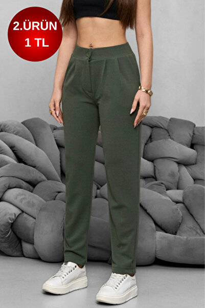 BİKELİFE Γυναικείο υφασμάτινο παντελόνι με ψηλόμεσο Lycra ελαστικό καρότο