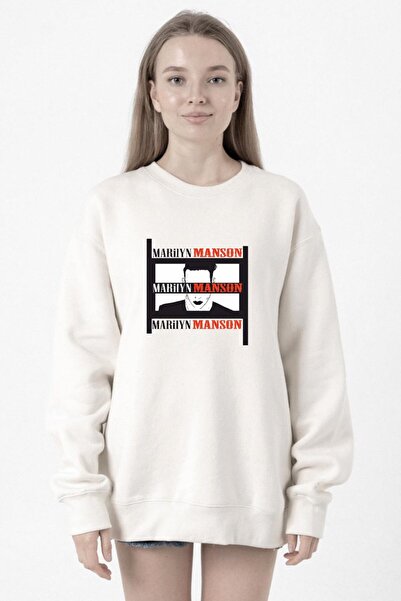 Tshirthane سويت شيرت مارلين مانسون ستوريدور أبيض للنساء 2ip