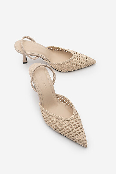 Marjin Women's Stiletto Pointed Toe Hand Knitted Classic Heeled Shoes with El...