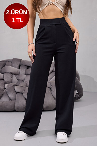 BİKELİFE Damen-Palazzo-Hose mit hoher Taille, Lycra, Klettverschluss und weit...