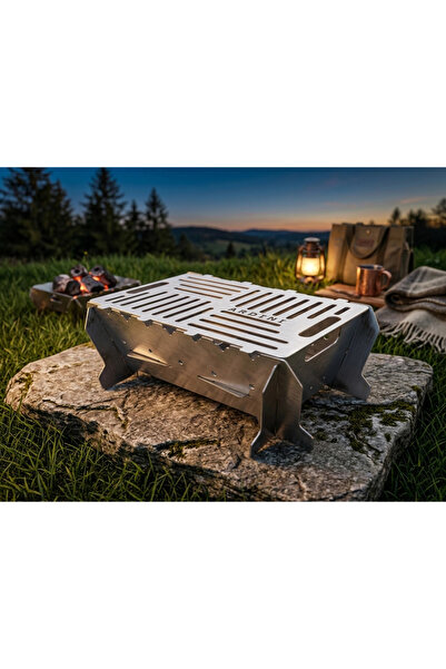 ardini TAMAMI PASLANMAZ ÇELİK MANGAL PORTATİF PRATİK KATLANABİLİR 41X25 CM