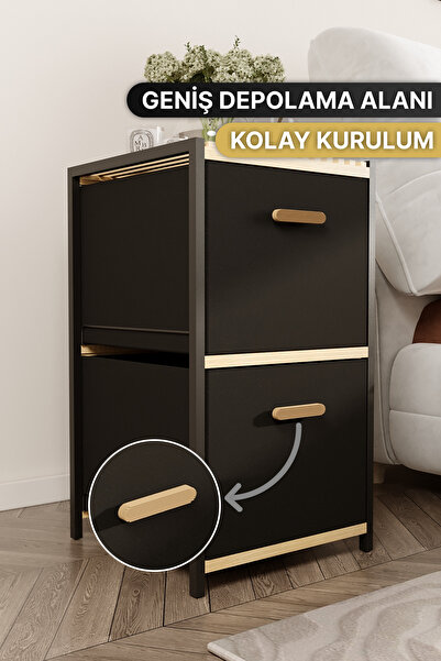 Bino 2 Katlı 2 Çekmeceli Çok Amaçlı Organizer Komodin Şifonyer Geniş Depolama Düzenleyici