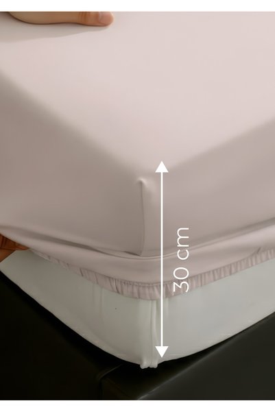 Days In Colours 100% Organic Cotton Elastic Sheet - 160X200 - Powder - Dolmabahçe Series