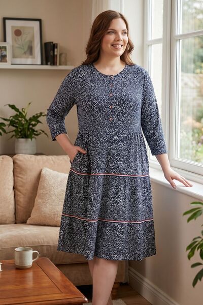 ROMEO LİFE Γυναικείο καλοκαιρινό φόρεμα με μοτίβο με μεγάλο βαμβακερό ύφασμα ...